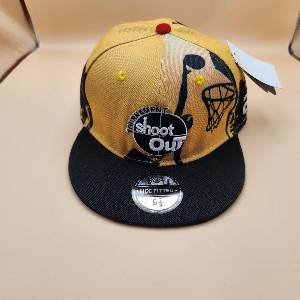 2Pac Above The Rim Hat Cap Fitted Mens 6 7/8 Yellow Black Headgear Classics